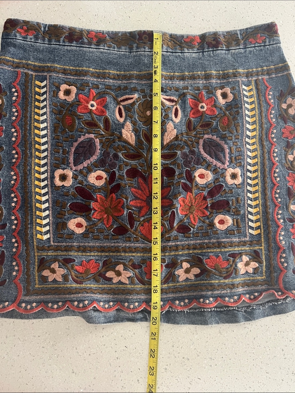 ARULA Embroidered Denim Mini Skirt - Blue, Red & Pink - Picture 8 of 8